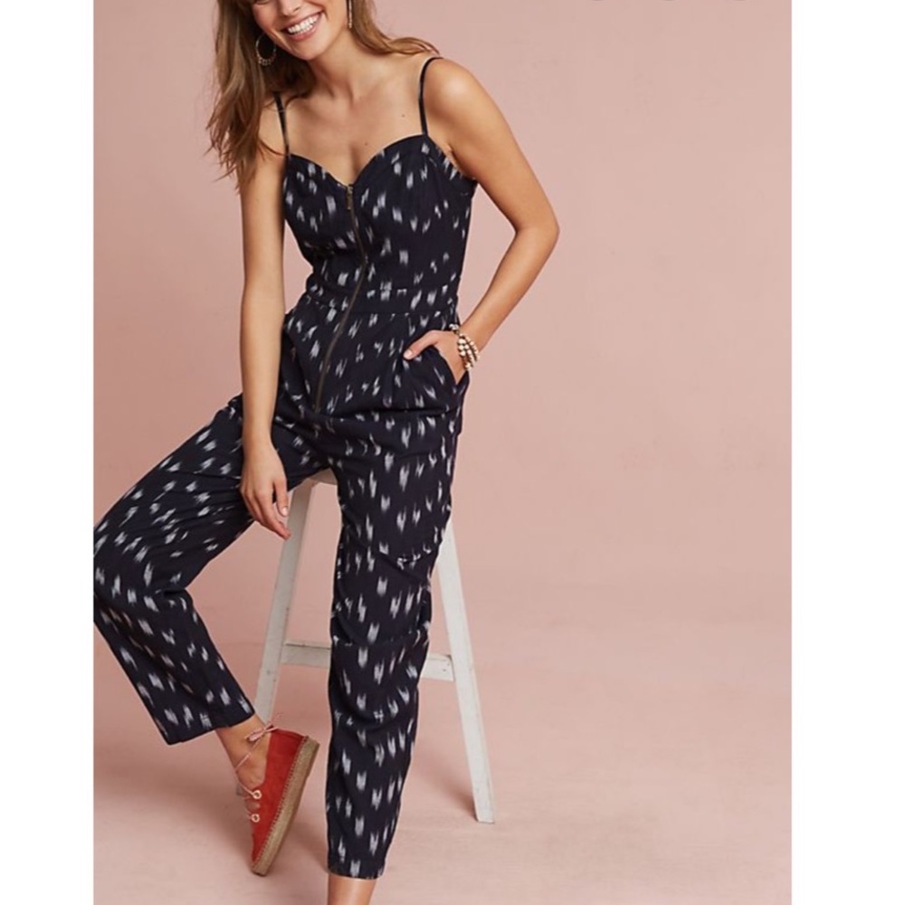 Anthropologie Ikat Zip-Front Jumpsuit